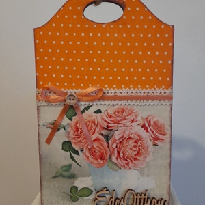 Vintage mintájú fali vagy ajtódísz, Otthon & Életmód, Dekoráció, Ajtó- és ablak dekoráció, Ajtódísz & Kopogtató, Decoupage, transzfer és szalvétatechnika, Festett tárgyak, MESKA