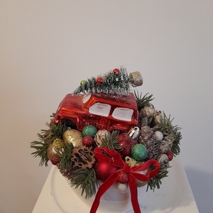 Karácsonyi asztaldísz fehér kerámia kaspóban nagy méretű - otthon & életmód - dekoráció - asztal és polc dekoráció - asztaldísz - Meska.hu