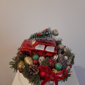 Karácsonyi asztaldísz fehér kerámia kaspóban nagy méretű - otthon & életmód - dekoráció - asztal és polc dekoráció - asztaldísz - Meska.hu