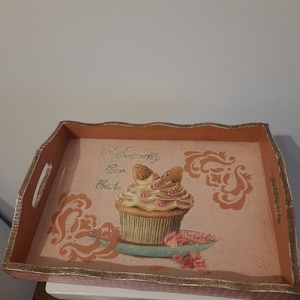 Tálca vintage muffinos motivummal - Meska.hu
