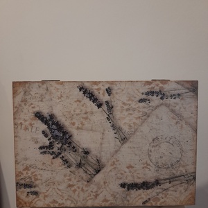  Vintage  stílusú levendulás nagy méretű teafilter tartó/ tároló doboz/ varrós doboz, Ékszer, Ékszertartó, Ékszerdoboz, Decoupage, transzfer és szalvétatechnika, Festett tárgyak, MESKA