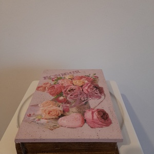  Vintage  rózsás ékszertartó doboz/varrós doboz könyv formájú - ékszer - ékszertartó - ékszerdoboz - Meska.hu
