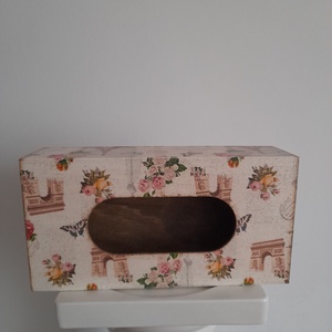  Vintage  stílusú fekvő zsepitartó, törlőkendő tartó párizsias mintával - ékszer - ékszertartó - ékszerdoboz - Meska.hu