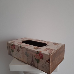  Vintage  stílusú fekvő zsepitartó, törlőkendő tartó párizsias mintával - ékszer - ékszertartó - ékszerdoboz - Meska.hu