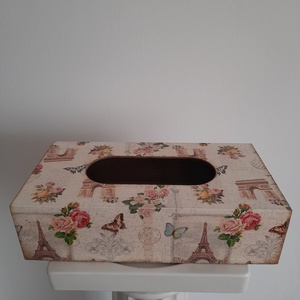  Vintage  stílusú fekvő zsepitartó, törlőkendő tartó párizsias mintával - ékszer - ékszertartó - ékszerdoboz - Meska.hu