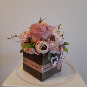 Virágbox / asztaldísz fa dobozban vintage  púder pasztell árnyalatokkal - otthon & életmód - dekoráció - Meska.hu