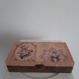 Vintag rózsás ékszertartó doboz/varrós doboz, Ékszer, Ékszertartó, Ékszerdoboz, Decoupage, transzfer és szalvétatechnika, Festett tárgyak, MESKA