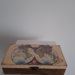  Vintag földgömb mintás ékszertartó doboz/varrós doboz - ékszer - ékszertartó - ékszerdoboz - Meska.hu