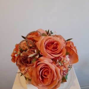 Virágbox / asztaldísz fehér fa dobozban vintage narancsos pasztell árnyalatokkal - otthon & életmód - dekoráció - virágdísz és tartó - virágbox, virágdoboz - Meska.hu