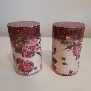  Vintage  stílusú fűszertartó 2 db-os szett, Ékszer, Ékszertartó, Ékszerdoboz, Decoupage, transzfer és szalvétatechnika, Festett tárgyak, MESKA