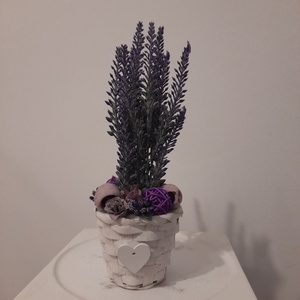  Virágbox / asztaldísz vintage lila virágokkal , Otthon & Életmód, Dekoráció, Virágdísz és tartó, Virágbox, virágdoboz, Virágkötés, MESKA