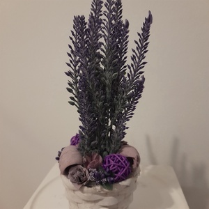  Virágbox / asztaldísz vintage lila virágokkal  - otthon & életmód - dekoráció - virágdísz és tartó - virágbox, virágdoboz - Meska.hu