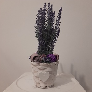  Virágbox / asztaldísz vintage lila virágokkal  - otthon & életmód - dekoráció - virágdísz és tartó - virágbox, virágdoboz - Meska.hu