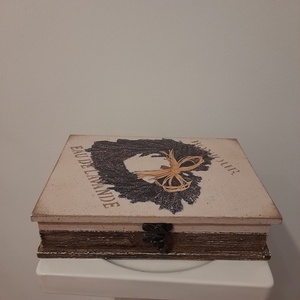  Vintage  levendulás ékszertartó doboz/varrós doboz könyv formájú - ékszer - ékszertartó - ékszerdoboz - Meska.hu