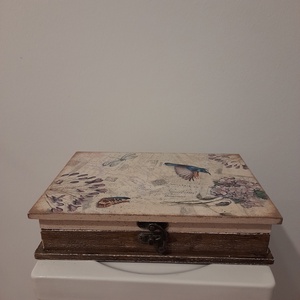  Vintage  madrkás ékszertartó doboz/varrós doboz könyv formájú - ékszer - ékszertartó - ékszerdoboz - Meska.hu