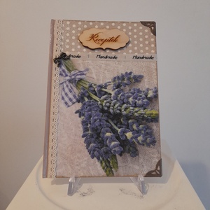 Receptfüzet csokros levendula mintával a vintage jegyében, Otthon & Életmód, Konyhafelszerelés, tálalás, Sütés, főzés, Receptfüzet, Decoupage, transzfer és szalvétatechnika, MESKA