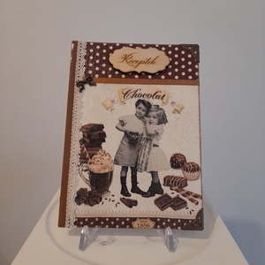 Receptfüzet gyerek és csoki mintával a vintage jegyében, Otthon & Életmód, Konyhafelszerelés, tálalás, Sütés, főzés, Receptfüzet, Decoupage, transzfer és szalvétatechnika, MESKA