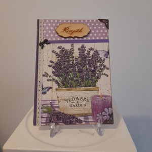 Receptfüzet levendulás mintával a vintage jegyében, Otthon & Életmód, Konyhafelszerelés, tálalás, Sütés, főzés, Receptfüzet, Decoupage, transzfer és szalvétatechnika, MESKA