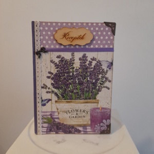 Receptfüzet levendulás mintával a vintage jegyében - otthon & életmód - konyhafelszerelés, tálalás - sütés, főzés - receptfüzet - Meska.hu