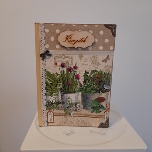 Receptfüzet  fűszernövényes  mintával a vintage jegyében - otthon & életmód - konyhafelszerelés, tálalás - sütés, főzés - receptfüzet - Meska.hu