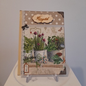 Receptfüzet  fűszernövényes  mintával a vintage jegyében - Meska.hu