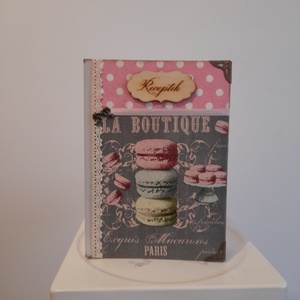 Receptfüzet macaron mintával a vintage jegyében - otthon & életmód - konyhafelszerelés, tálalás - sütés, főzés - receptfüzet - Meska.hu