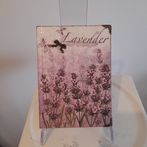 Notesz, jegyzetfüzet levendula mintával a vintage jegyében, Otthon & Életmód, Konyhafelszerelés, tálalás, Sütés, főzés, Receptfüzet, Decoupage, transzfer és szalvétatechnika, MESKA