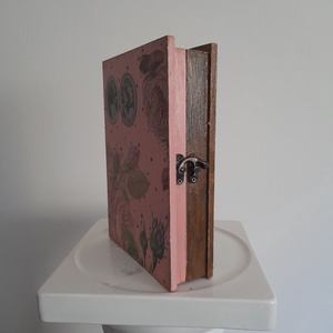  Vintage  levendulás ékszertartó doboz/varrós doboz könyv formájú - ékszer - ékszertartó - ékszerdoboz - Meska.hu