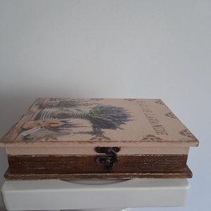  Vintage levendulás ékszertartó doboz/varrós doboz könyv formájú - ékszer - ékszertartó - ékszerdoboz - Meska.hu