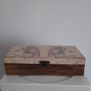  Vintage levendula csendéletes ékszertartó doboz/varrós doboz/fényképtartó doboz - ékszer - ékszertartó - ékszerdoboz - Meska.hu