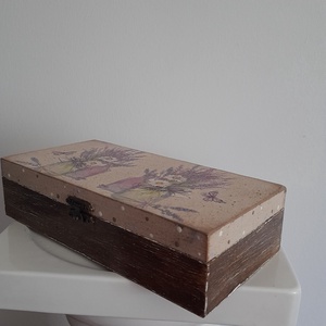  Vintage levendula csendéletes ékszertartó doboz/varrós doboz/fényképtartó doboz - ékszer - ékszertartó - ékszerdoboz - Meska.hu