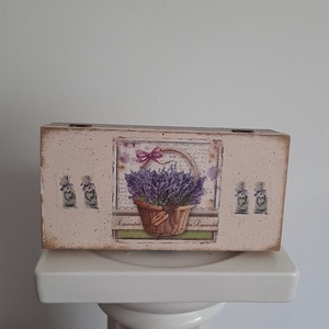  Vintage levendula mintás recept tartó/ ékszertartó doboz/varrós doboz/fényképtartó doboz, Ékszer, Ékszertartó, Ékszerdoboz, Decoupage, transzfer és szalvétatechnika, Festett tárgyak, MESKA