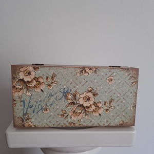  Vintage virág mintás recept tartó/ ékszertartó doboz/varrós doboz/fényképtartó doboz, Ékszer, Ékszertartó, Ékszerdoboz, Decoupage, transzfer és szalvétatechnika, Festett tárgyak, MESKA