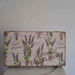  Vintage levendula mintás ékszertartó doboz/ varrós doboz, Otthon & Életmód, Konyhafelszerelés, tálalás, Konyhai tárolás, Tea & Kávé tárolás, Decoupage, transzfer és szalvétatechnika, Festett tárgyak, MESKA