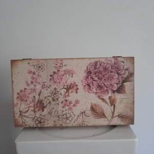  Vintage virág mintás ékszertartó doboz/ varrós doboz, Otthon & Életmód, Konyhafelszerelés, tálalás, Konyhai tárolás, Tea & Kávé tárolás, Decoupage, transzfer és szalvétatechnika, Festett tárgyak, MESKA