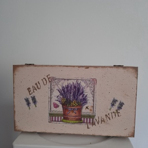  Vintage csokros levendula mintás ékszertartó doboz/ varrós doboz, Otthon & Életmód, Konyhafelszerelés, tálalás, Konyhai tárolás, Tea & Kávé tárolás, Decoupage, transzfer és szalvétatechnika, Festett tárgyak, MESKA