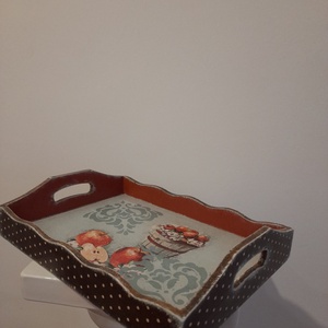 Tálca vintage őszi almás motivummal - otthon & életmód - konyhafelszerelés, tálalás - tálalás - tálca - Meska.hu