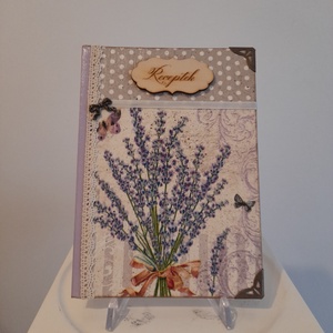 Receptfüzet levendulás mintával a vintage jegyében - Meska.hu