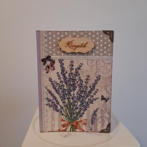 Receptfüzet levendulás mintával a vintage jegyében - otthon & életmód - konyhafelszerelés, tálalás - sütés, főzés - receptfüzet - Meska.hu