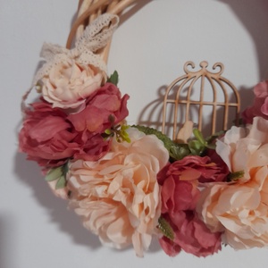 Kalitkás púder-mályva vintage virágos ajtódísz - otthon & életmód - dekoráció - ajtó- és ablak dekoráció - ajtódísz & kopogtató - Meska.hu