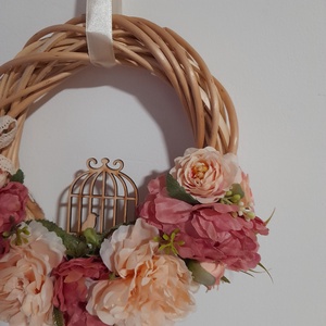 Kalitkás púder-mályva vintage virágos ajtódísz - otthon & életmód - dekoráció - ajtó- és ablak dekoráció - ajtódísz & kopogtató - Meska.hu