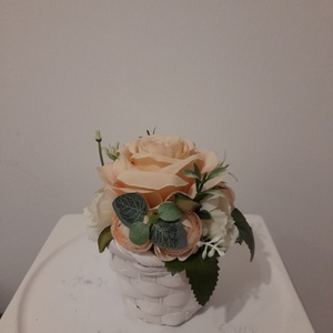  Virágbox / asztaldísz vintage bézs virágokkal  - otthon & életmód - dekoráció - Meska.hu