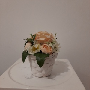  Virágbox / asztaldísz vintage bézs virágokkal  - otthon & életmód - dekoráció - Meska.hu