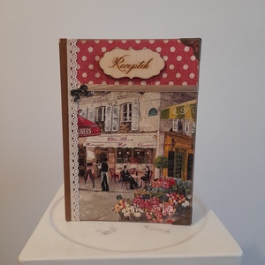 Receptfüzet kávéházas mintával a vintage jegyében - otthon & életmód - konyhafelszerelés, tálalás - sütés, főzés - receptfüzet - Meska.hu