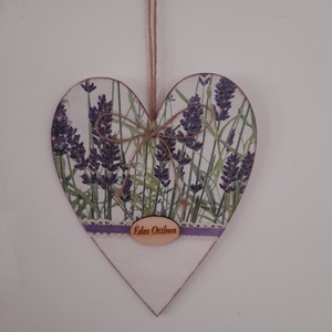 Levendulás szív alakú ajtódísz/lakásdekoráció, Otthon & Életmód, Dekoráció, Ajtó- és ablak dekoráció, Ajtódísz & Kopogtató, Decoupage, transzfer és szalvétatechnika, Festett tárgyak, MESKA