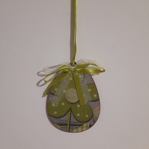 Felakasztható lapos húsvéti fa tojás / asztaldekoráció, Otthon & Életmód, Dekoráció, Fali és függő dekoráció, Függődísz, Decoupage, transzfer és szalvétatechnika, Festett tárgyak, MESKA