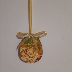 Felakasztható lapos húsvéti fa tojás / asztaldekoráció, Otthon & Életmód, Dekoráció, Fali és függő dekoráció, Függődísz, Decoupage, transzfer és szalvétatechnika, Festett tárgyak, MESKA
