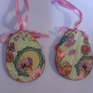 Felakasztható lapos húsvéti fa tojás / asztaldekoráció - otthon & életmód - dekoráció - fali és függő dekoráció - függődísz - Meska.hu