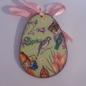 Felakasztható lapos húsvéti fa tojás / asztaldekoráció - otthon & életmód - dekoráció - fali és függő dekoráció - függődísz - Meska.hu