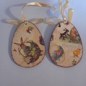 Felakasztható lapos húsvéti fa tojás / asztaldekoráció - otthon & életmód - dekoráció - fali és függő dekoráció - függődísz - Meska.hu